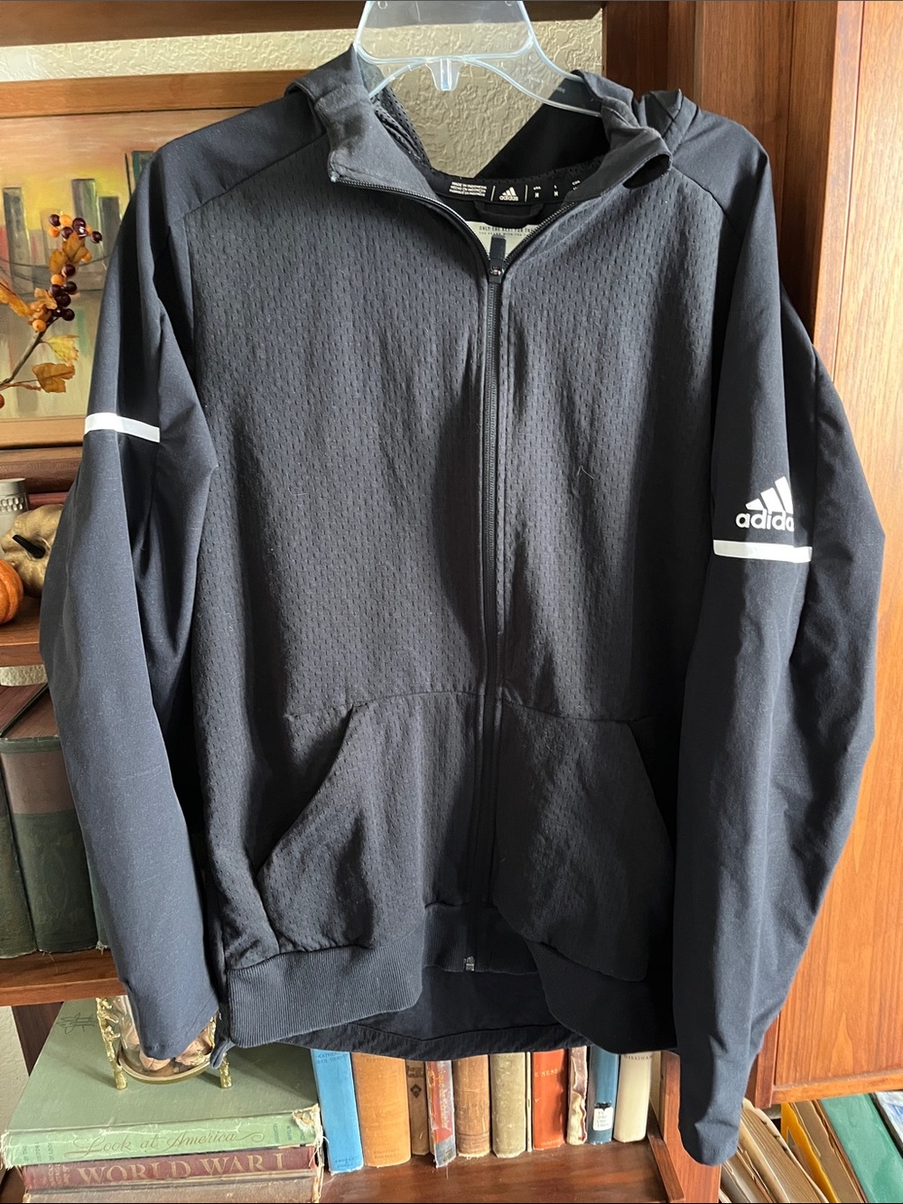 adidas Black Full-Zip Performance Hoodie Jacket